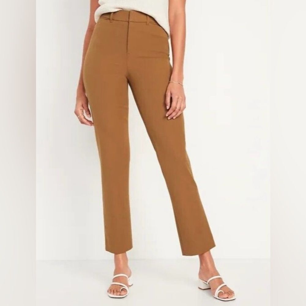 NWOT Pixie High Waisted Ankle Straight-Leg Pants Size 8 Camel Clean beauty